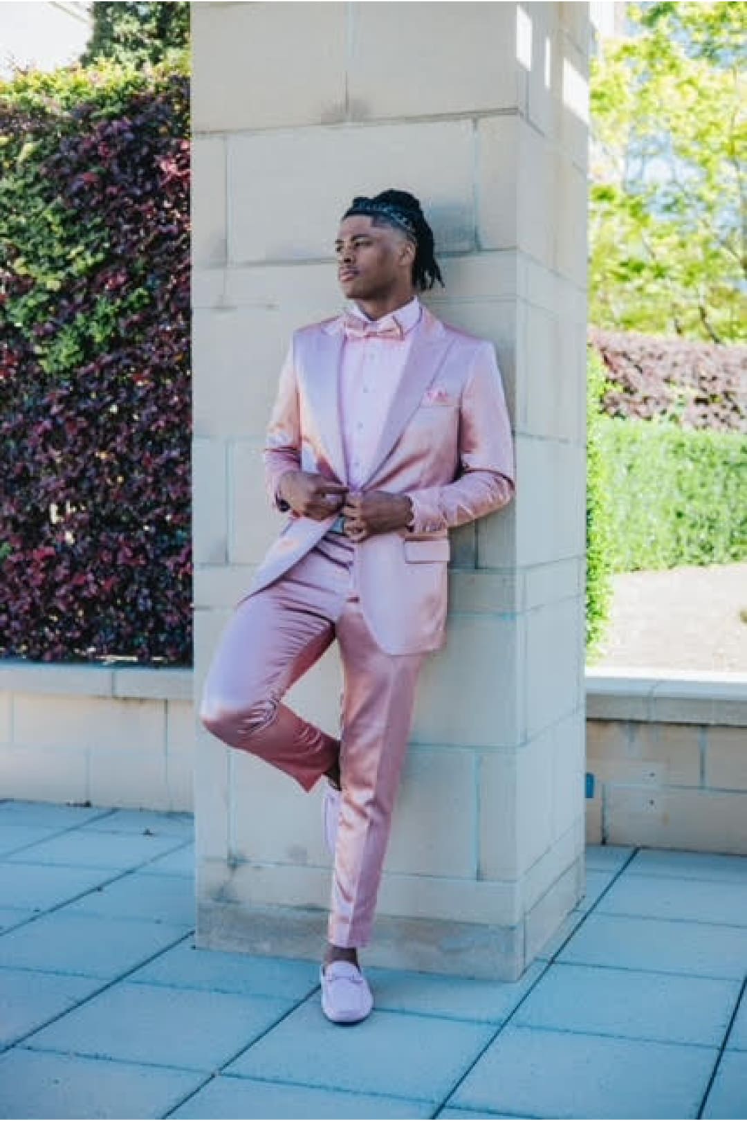 Groomsmen - Men’s One Button Vested Shiny Satin Sharkskin Prom & Wedding Party Suit in Dusty Rose - Dusty Rose / 40 Short - Suit