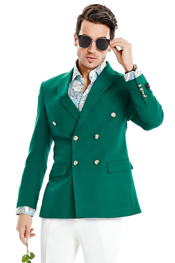 Groomsmen - Men’s Slim Fit Double Breasted Summer Blazer in Hunter Green - Green / X-Small - Blazer