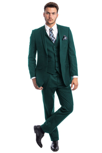 Groomsmen - Men’s Two Button Slim Fit Basic Vested Wedding Suit in Teal Green - Tidepool / 36 Short - Suit