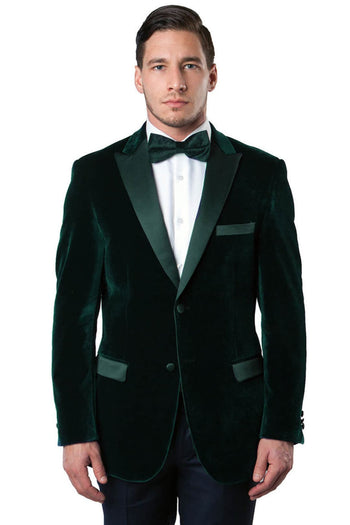 Groomsmen - Men’s Two Button Velvet Tuxedo Dinner Jacket in Hunter Green - Hunter Green / 34 Short - Blazer