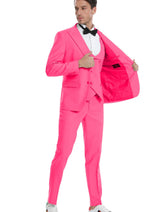 Groomsmen - Men's Two Button Vested Peak Lapel Pastel Wedding & Prom Suit in Fuchsia Pink