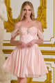 Elizabeth K GS3633 Off the Shoulder A-line Short Homecoming Dress