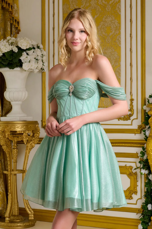 Elizabeth K GS3633 Off the Shoulder A-line Short Homecoming Dress