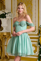 Elizabeth K GS3633 Off the Shoulder A-line Short Homecoming Dress