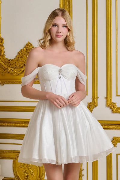 Elizabeth K GS3633 Off the Shoulder A-line Short Homecoming Dress