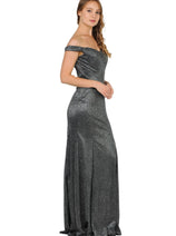 POLY USA 8482 Glitter Off the Shoulder Wedding Guest Formal Dresses
