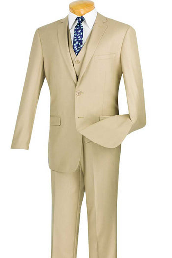 Traje básico de hombre de corte entallado con dos botones en color tostado