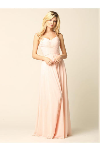 Halter Bridesmaids Long Chiffon Dress - The Dress Outlet