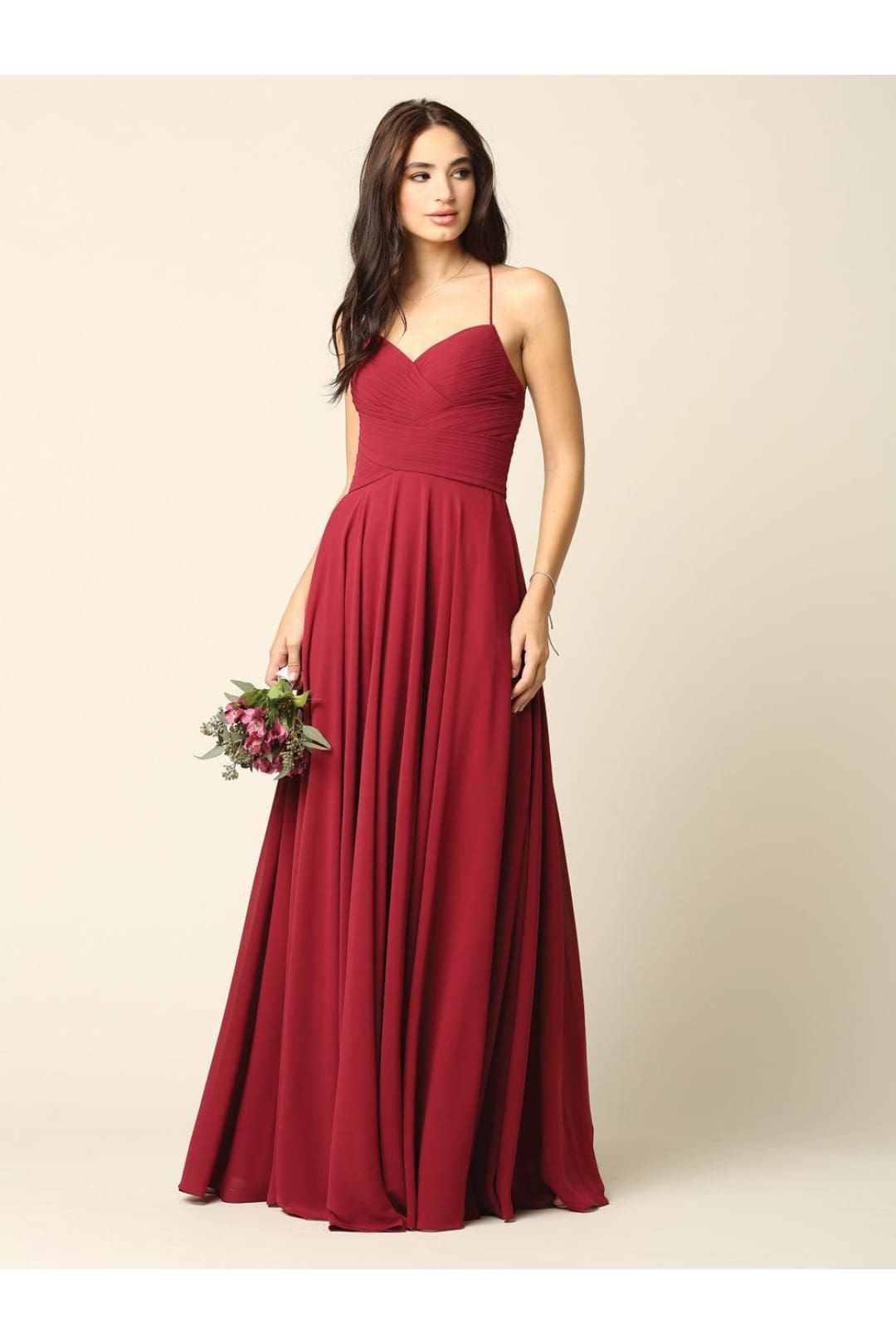 Halter Bridesmaids Long Chiffon Dress - The Dress Outlet
