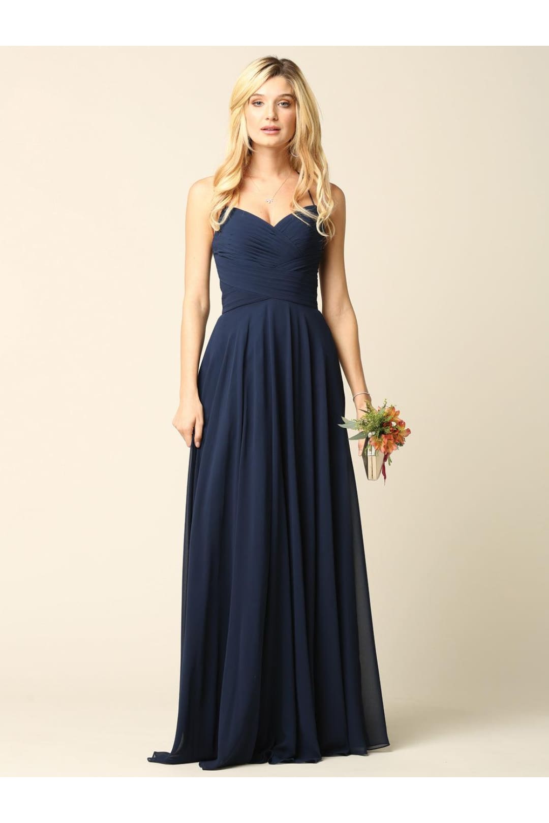 Halter Bridesmaids Long Chiffon Dress - The Dress Outlet