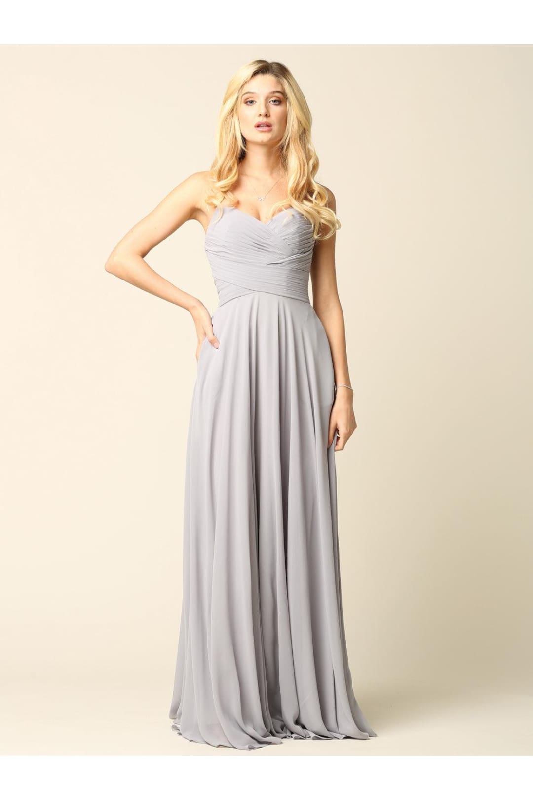 Halter Bridesmaids Long Chiffon Dress - The Dress Outlet