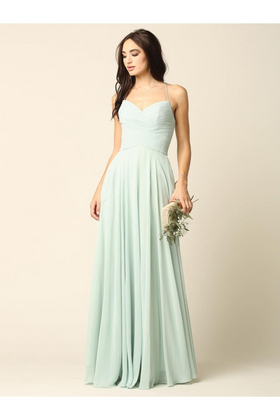 Eva USA 5219 Halter Bridesmaids Long Chiffon Dress