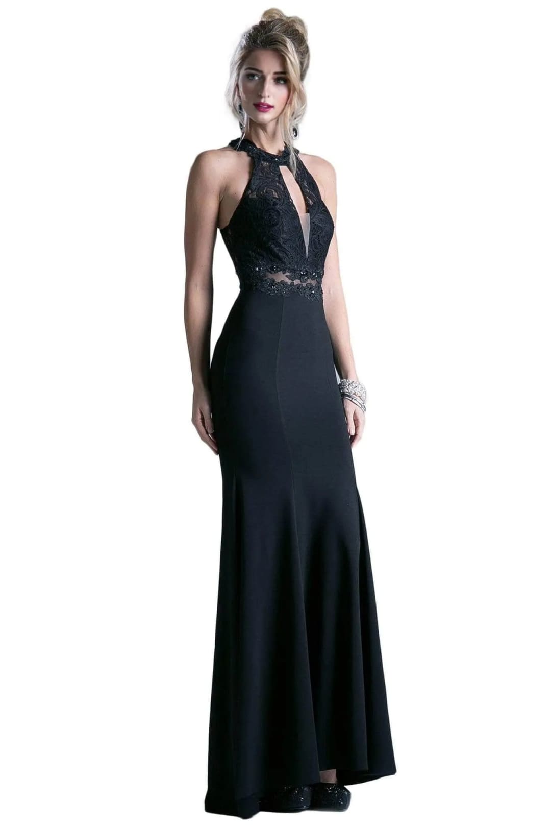 Halter Cutout Evening Dress 2025 Elegant Formal Gown - Black / XS - Prom