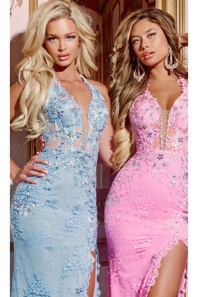 Halter Lace Prom Dress: Jovani D5028