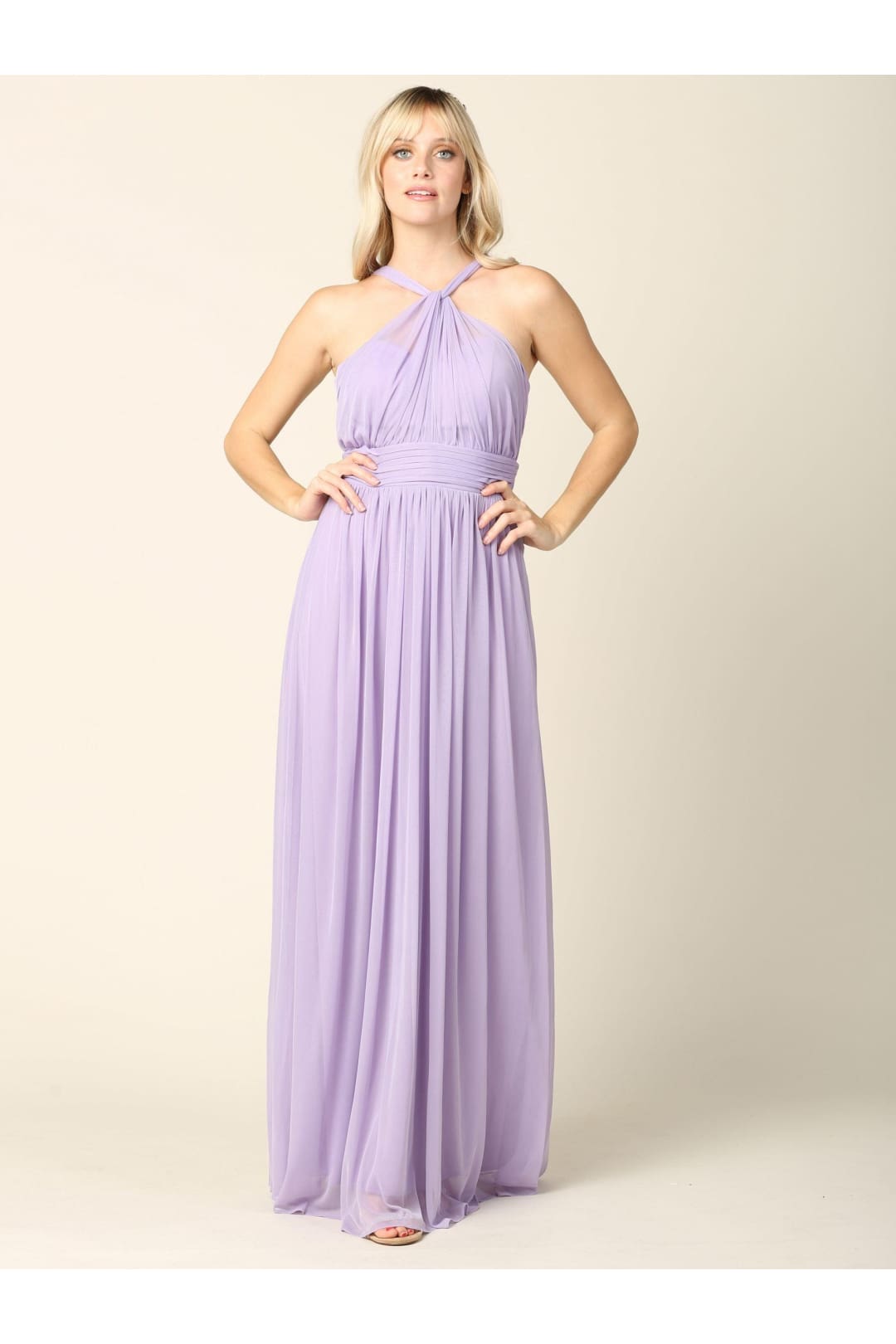 Halter Long Bridesmaid Dress Lilac