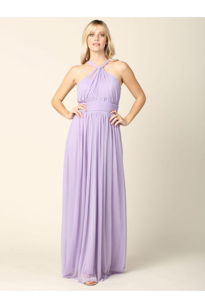 Halter Long Bridesmaid Dress Lilac