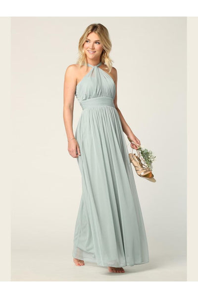Halter Long Bridesmaid Dress Sage