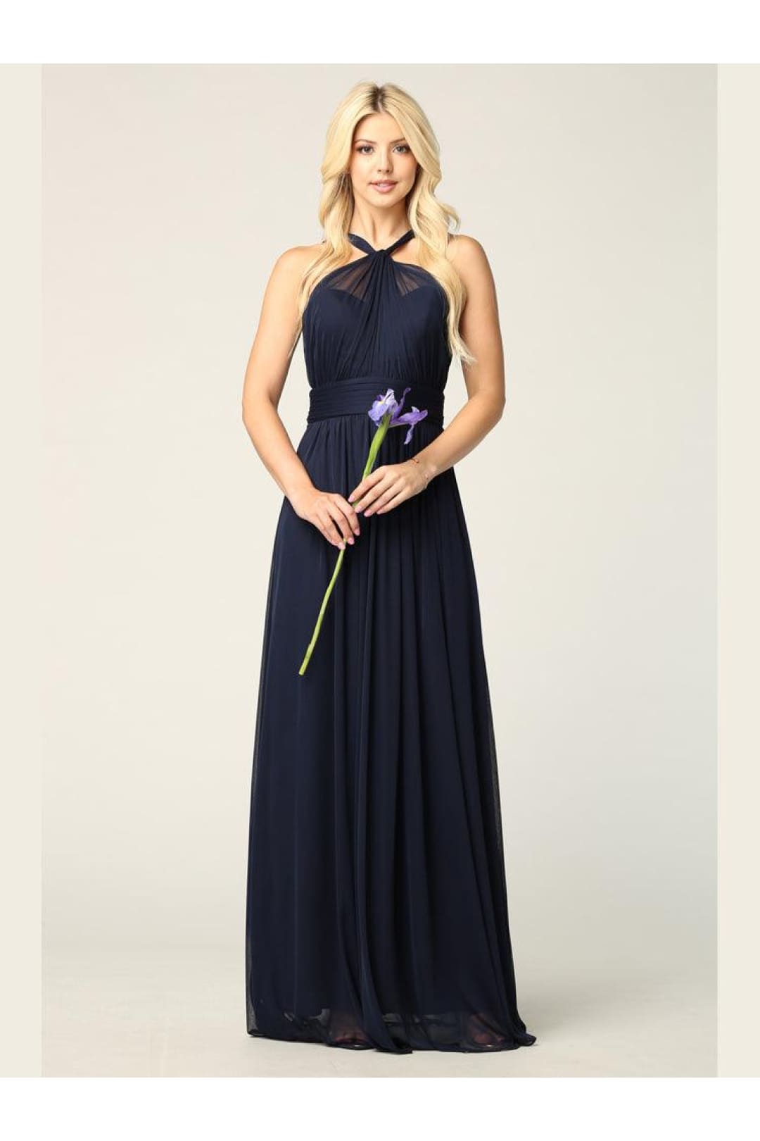 Halter Long Bridesmaid Dress Navy