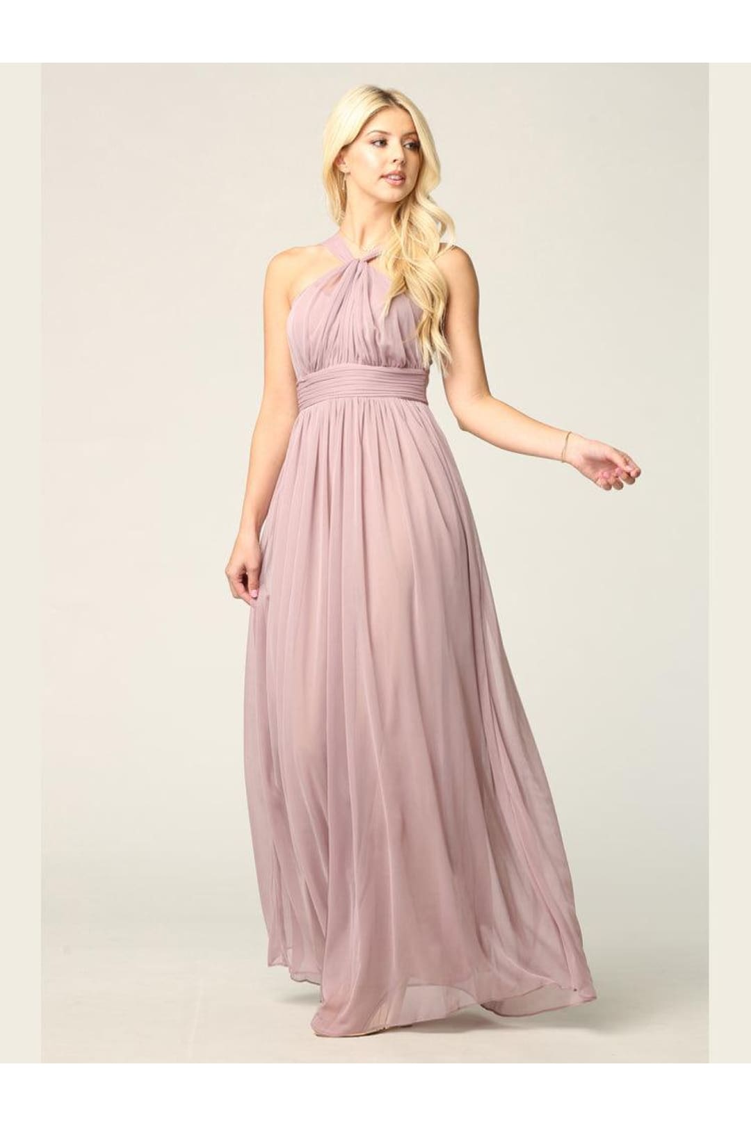 Halter Long Bridesmaid Dress Mauve