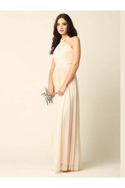 Halter Long Bridesmaid Dress Champagne
