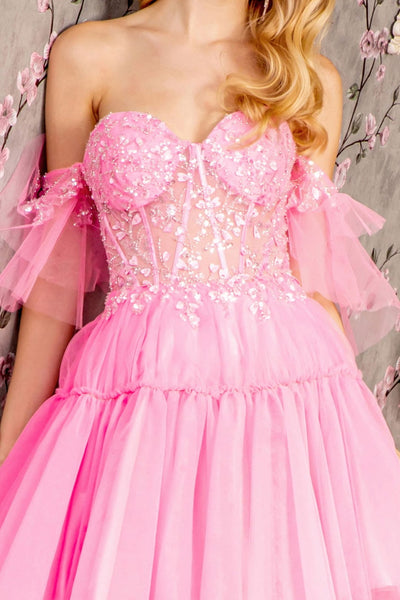 Heart Beaded Off Shoulder High Low Gown by GLS Gloria GL3396 - Long Formal Dresses