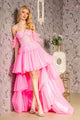 Heart Beaded Off Shoulder High Low Gown by GLS Gloria GL3396 - XS / Hot Pink - Long Formal Dresses
