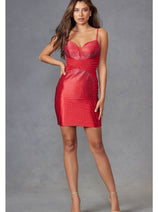 Red Bridesmaid Dresses-Inexpensive Heat Stone Short by Juliet JT911A