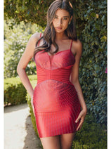 Red Bridesmaid Dresses-Inexpensive Heat Stone Short by Juliet JT911A