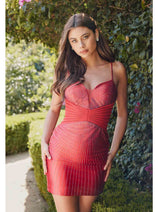 Red Bridesmaid Dresses-Inexpensive Heat Stone Short by Juliet JT911A