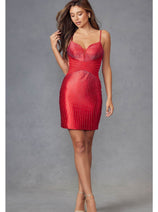Red Bridesmaid Dresses-Inexpensive Heat Stone Short by Juliet JT911A
