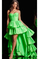 High Low Ruffled Prom Dress 36983 by Jovani - Neon Green / Apparel & Accessories > Clothing > Dresses