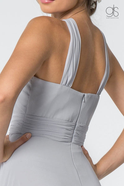 High-Neck Long A-Line Chiffon Dress by Elizabeth K GL2816 - Long Formal Dresses