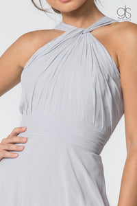 High-Neck Long A-Line Chiffon Dress by Elizabeth K GL2816 - Long Formal Dresses