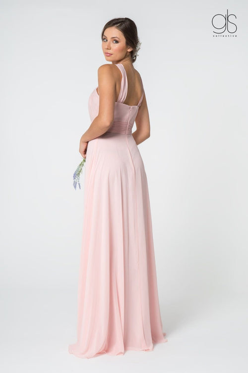 High-Neck Long A-Line Chiffon Dress by Elizabeth K GL2816 - Long Formal Dresses