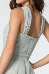 High-Neck Long A-Line Chiffon Dress by Elizabeth K GL2816 - Long Formal Dresses