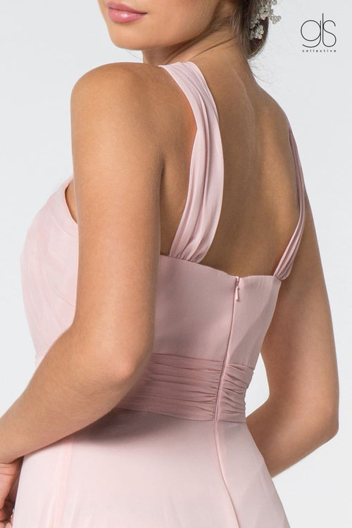 High-Neck Long A-Line Chiffon Dress by Elizabeth K GL2816 - Long Formal Dresses