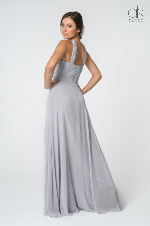 High-Neck Long A-Line Chiffon Dress by Elizabeth K GL2816 - Long Formal Dresses
