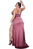 High Slit V-Neck Evening Gown 2025 Elegant Formal Dress - Mauve / 18 - Prom