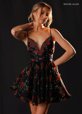 Rachel Allan 40711 Floral Beaded Homecoming Dress