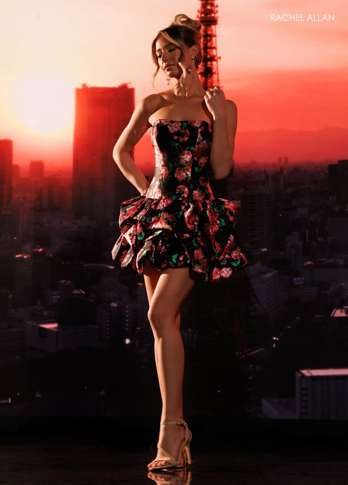 Rachel Allan BLACK PRINT Dress
