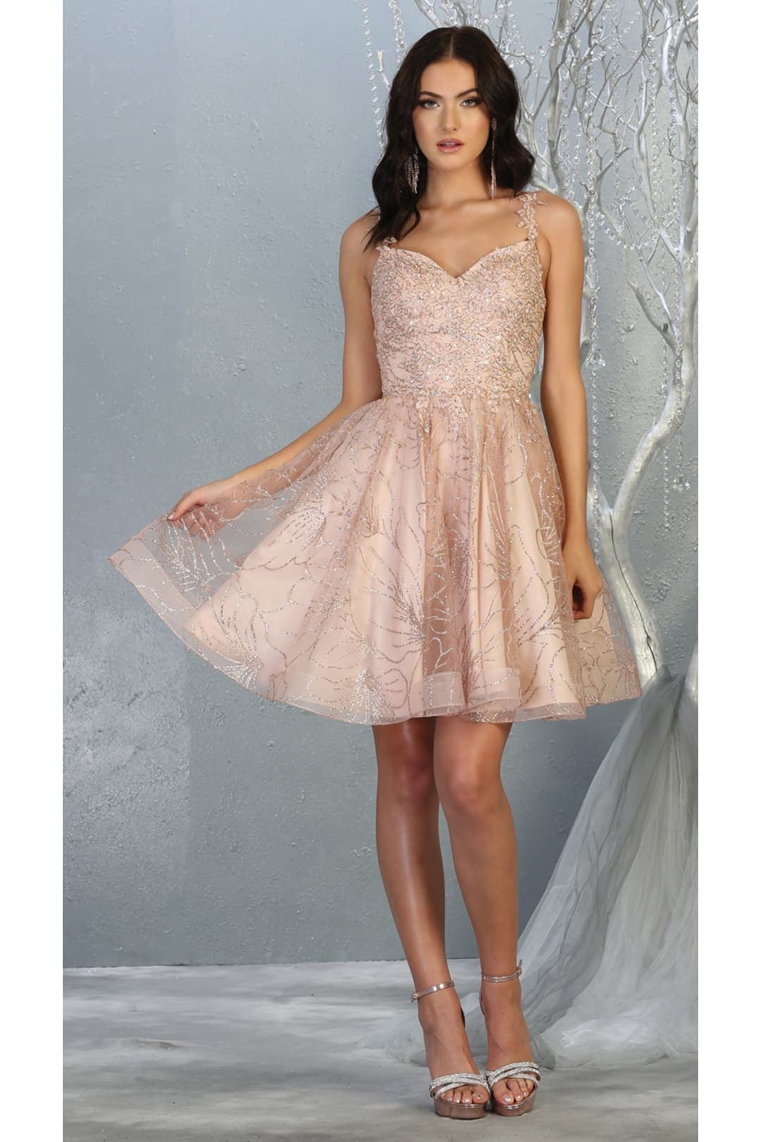 Homecoming Short Embroidered Dress - ROSEGOLD / 4