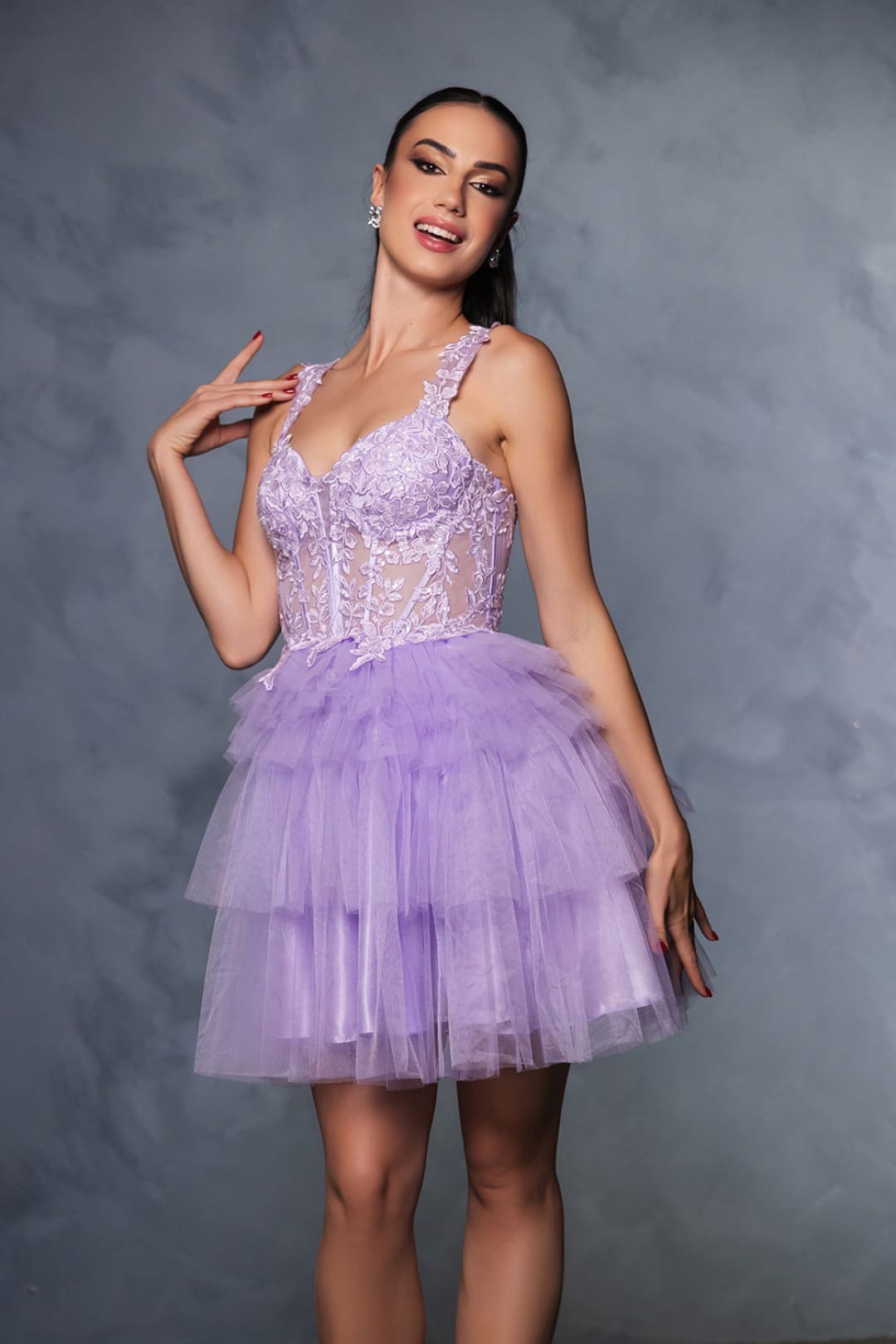 Homecoming Spaghetti Straps A-Line Cocktail Dress By May Queen MQ2116 - LILAC / 2 - Dress