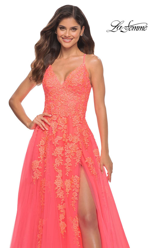 La Femme Hot Coral Dresses