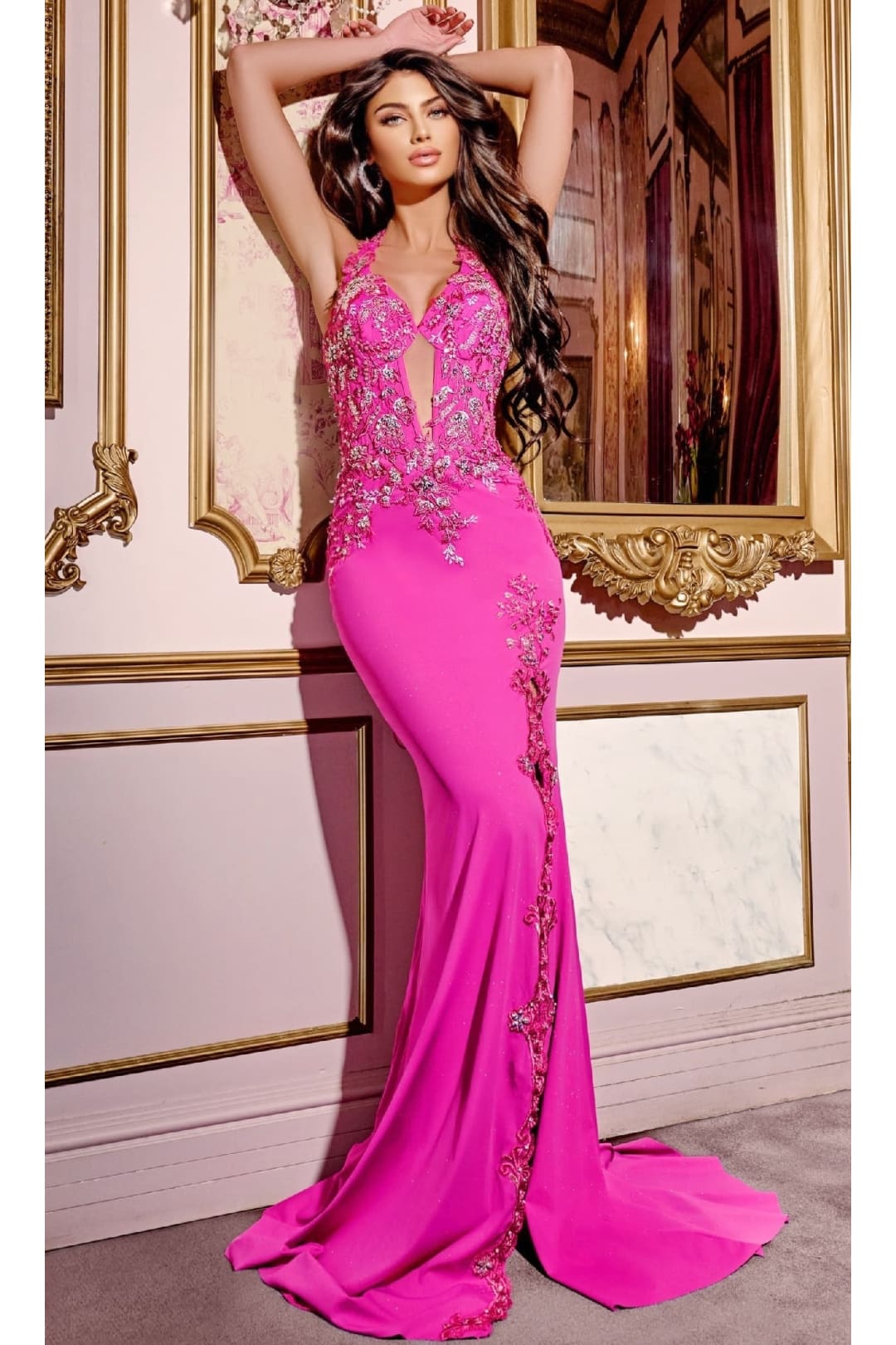 Hot Pink Halter Prom Dress: Jovani D5030 - Prom