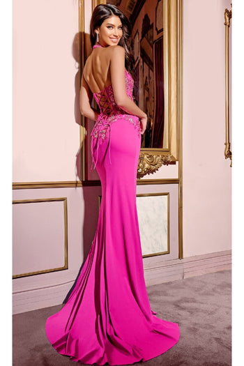 Hot Pink Halter Prom Dress: Jovani D5030 - Prom