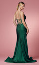Nox Anabel A1376 Elegant Empire-Waist Long Prom Dress with Strappy Beaded Back