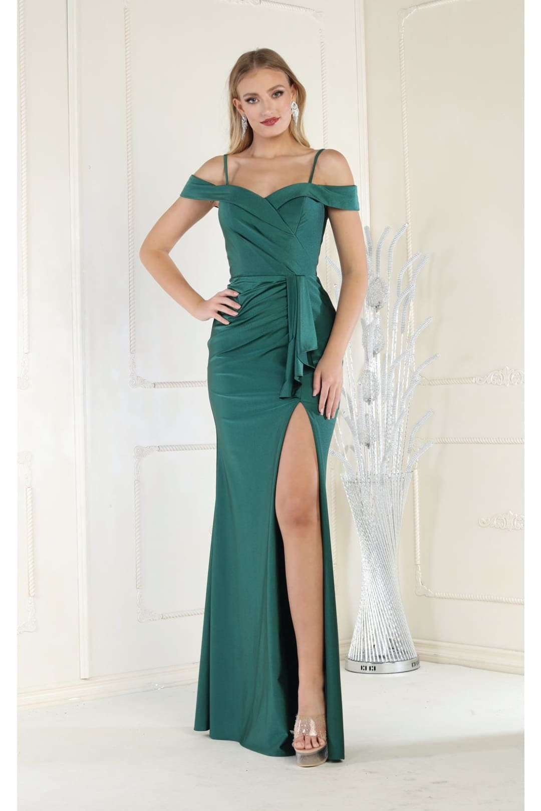 Hunter Green Christmas & Holiday Dress in Lycra By May Queen MQ1870 Hunter Green / 16