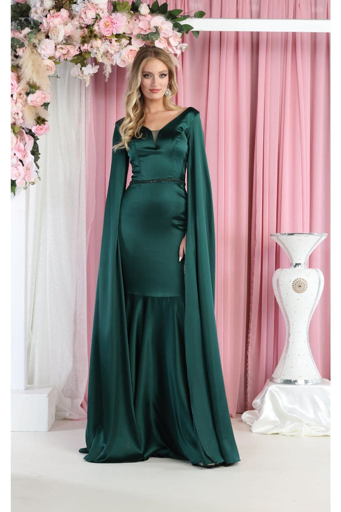 Royal Queen RQ7961 Mermaid Cape Sleeve Evening Gown