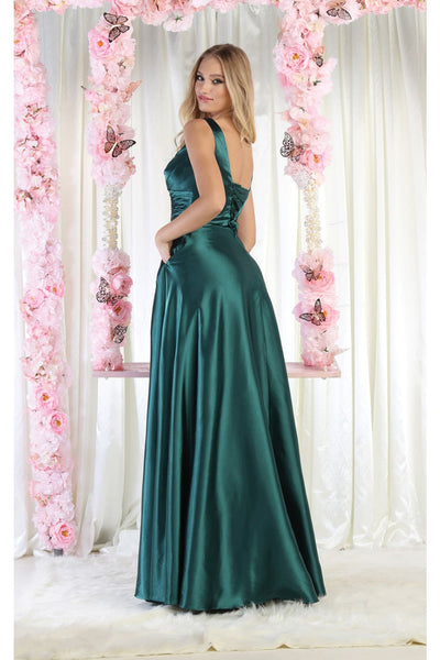 Hunter Green Christmas & Holiday Dress in Satin By May Queen MQ1994 - Dress