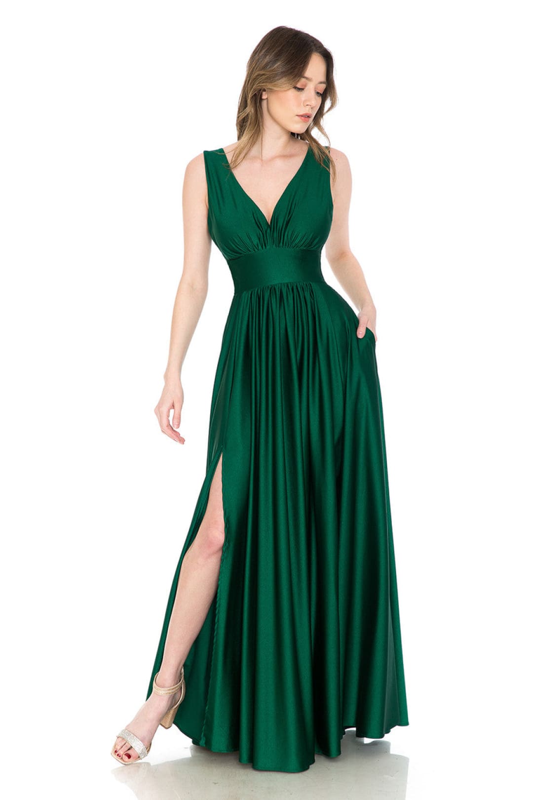 Hunter Green Christmas & Holiday Dress in Shiny Venus By Lenovia 5232 - Hunter Green / S - Dress